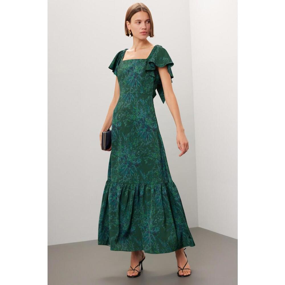 Sachin & Babi Green Saraya Maxi Dress Size 12 with Fabric Pull